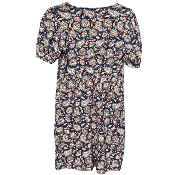 Boden Jersey Puff Sleeve V-Neckline Paisley Print Mini Dress - Picture 9 of 16